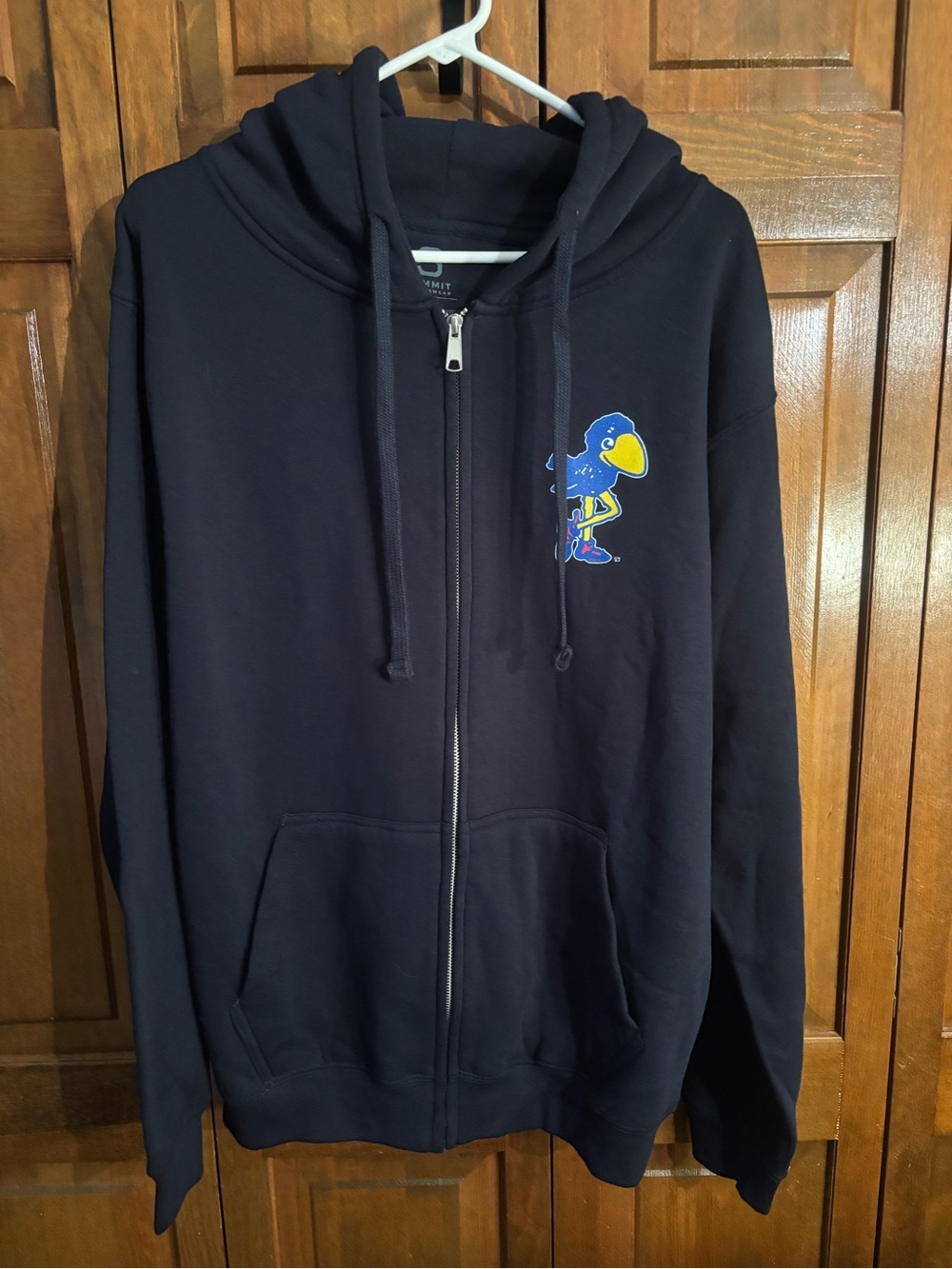 Men's Large Kansas KU Jayhawk "Rock Chalk"Navy Zip Hoodie